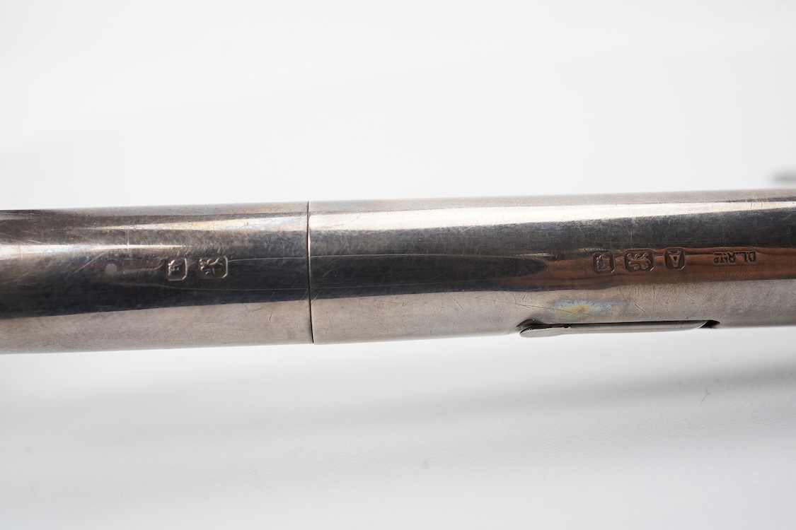 A rare A De la Rue Onoto Sterling silver combination fountain pen and pencil, lever filler and propelling pencil